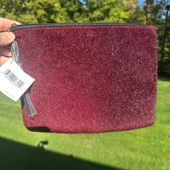 Nordstrom  Burgundy Faux Fur Pouch - Picture 1 of 5